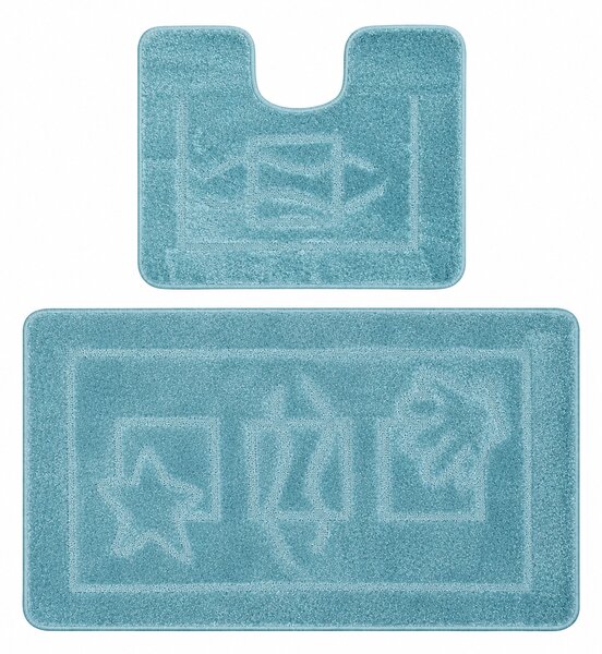 Set 2 covorase baie Maritime 2534 Star Blue Dreptunghi, Albastru, 60 x 100 / 50 x 60