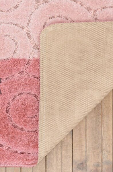 Set 2 Covoras baie, Antiderapant, Sile 2580, Roz 50 x 80 / 40 x 50