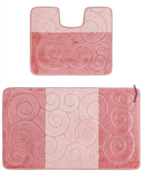 Set 2 Covoras baie, Antiderapant, Sile 2580, Roz 50 x 80 / 40 x 50