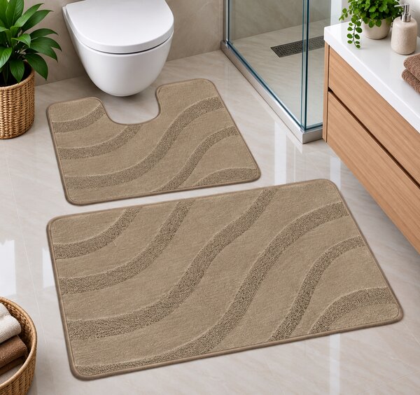 Set 2 covorase antiderapante de baie, Symphony 2598 , Grej 50 x 80 / 40 x 50