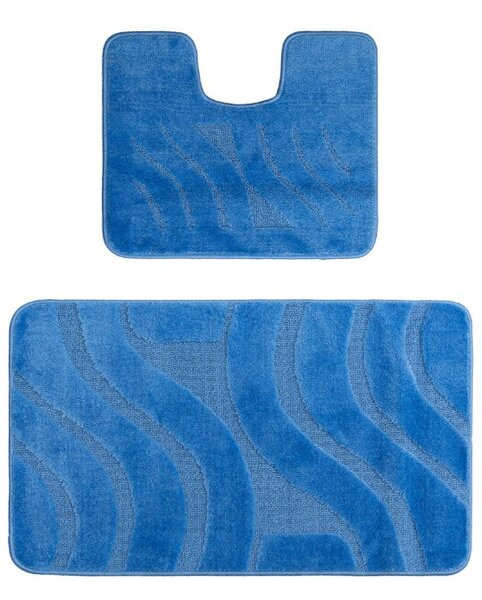 Set 2 Covorase antiderapante de baie, Symphony 2509, Bleu 50 x 80 / 40 x 50