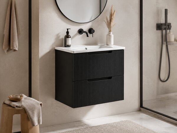Corp Mobilier Baie Suspendat 60 cm Riflat – Nero (Negru)