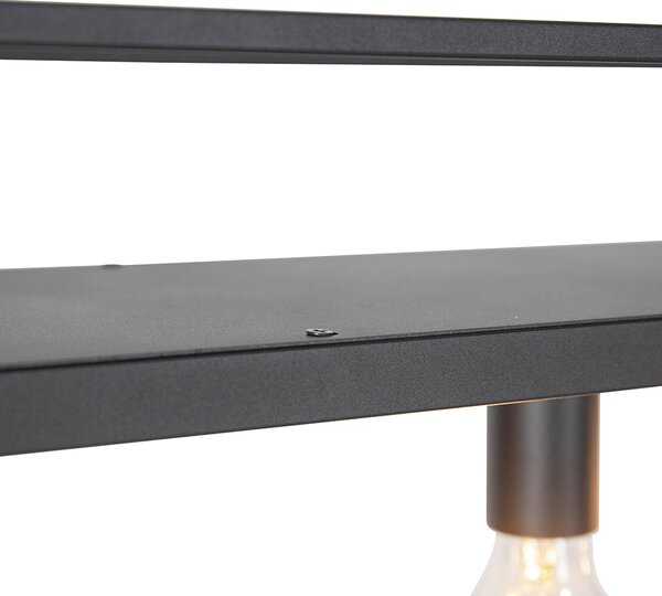 Lampă suspendată industrială neagră cu raft pentru 4 lumini - Cage Rack