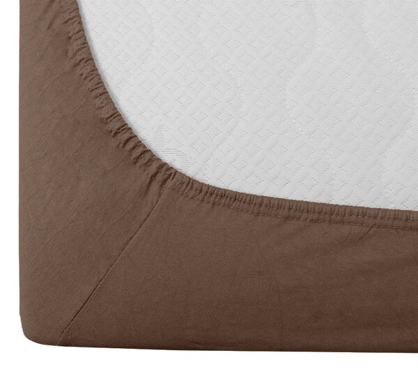 Cearsaf Jersey EXCLUSIVE cu elastic maro inchis 200 x 220 cm