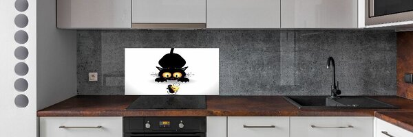 Sticlă printata bucătărie Pisica si soarecele