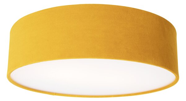 Plafoniera moderna ocru 40 cm cu interior auriu - Drum