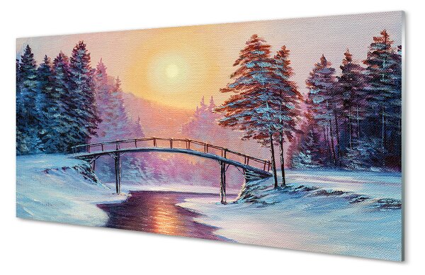 Panouri de sticlă Iarnă copaci zăpadă est