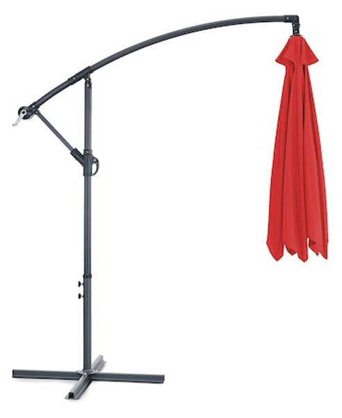 Umbrela gradina, diametru 300 cm, unghi reglabil, structura otel, impermeabila, rosu