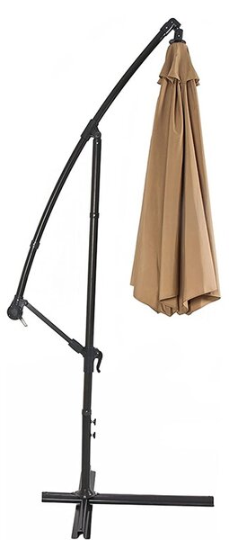 Umbrela de gradina diametru 300 cm, suport tip picior, reglabila, impermeabila, cadru otel, tan