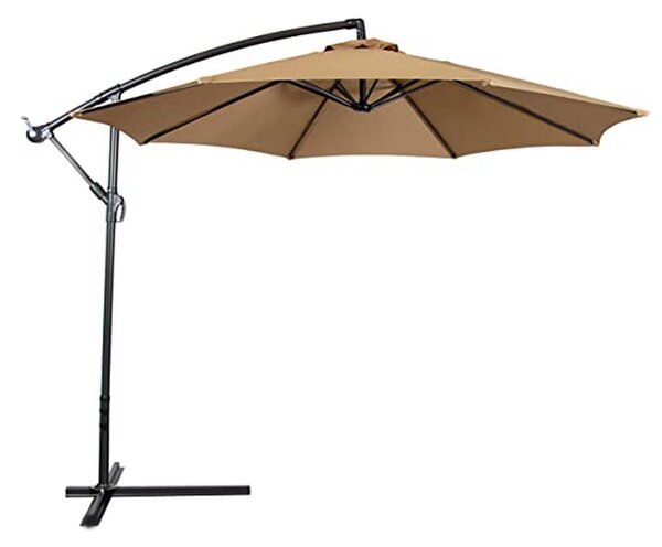 Umbrela de gradina diametru 300 cm, suport tip picior, reglabila, impermeabila, cadru otel, tan