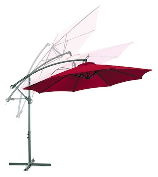 Umbrela gradina, diametru 300 cm, unghi reglabil, structura otel, impermeabila, rosu