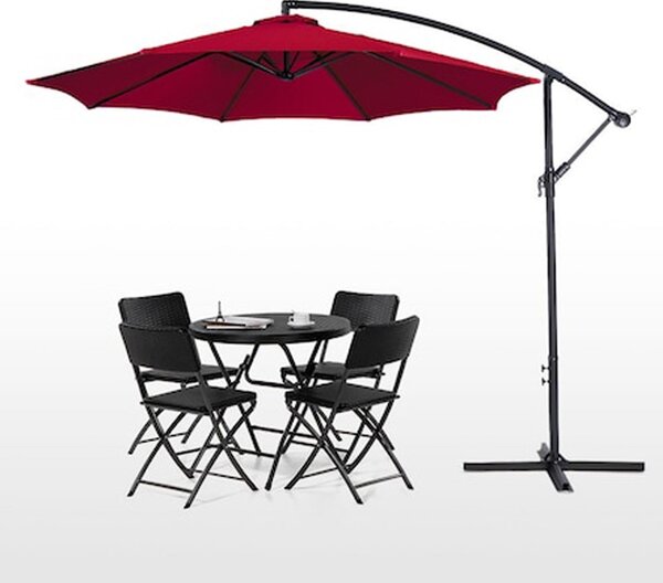 Umbrela gradina, diametru 300 cm, unghi reglabil, structura otel, impermeabila, rosu