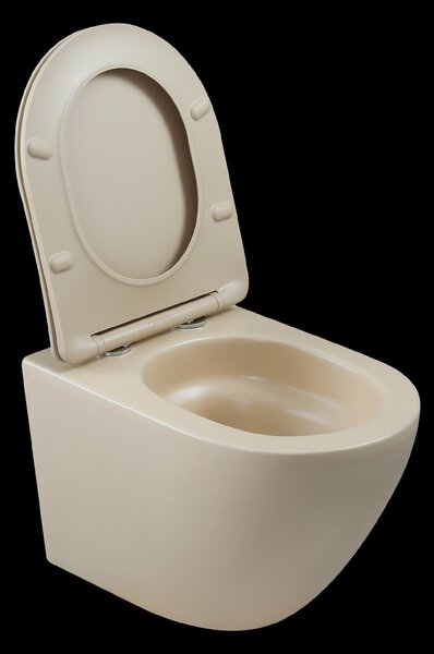 Invena Tavro, vas de toaletă suspendat 490x360x350 mm + capac WC, QFS, bej-cappuccino, INV-CE-71-008-Y