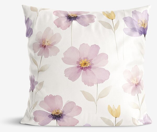 Goldea față de pernă din bumbac satinat - flori violete 45 x 45 cm