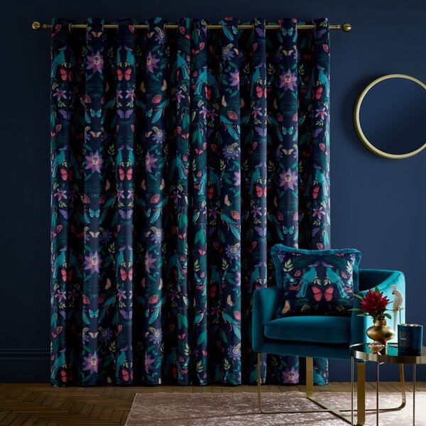 Draperii albastre 2 buc. 117x229 cm Mya Tropical Bird – Catherine Lansfield