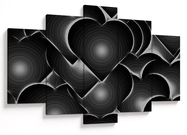 Tablou cu inimile alb - negre (150x105 cm)
