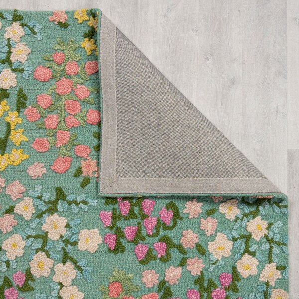 Covor verde mentă țesut manual din lână 120x170 cm Emilia Floral – Flair Rugs