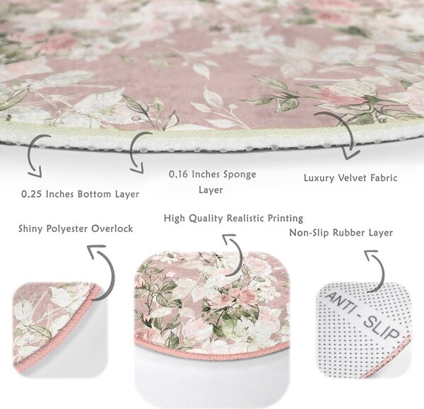 Covor rotund roz deschis lavabil adecvat și pentru aspiratoare robot ø 120 cm Comfort – Mila Home