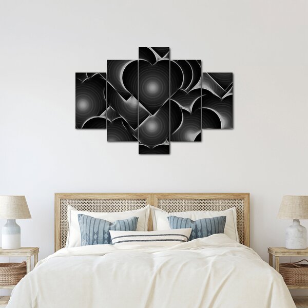 Tablou cu inimile alb - negre (150x105 cm)