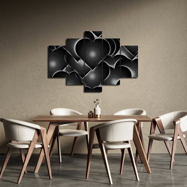Tablou cu inimile alb - negre (150x105 cm)