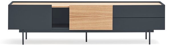 Comodă TV gri antracit-natural cu aspect de lemn de stejar 180x45 cm Otto – Teulat