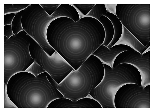 Tablou cu inimile alb - negre (70x50 cm)
