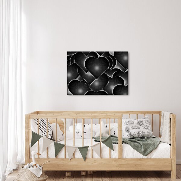 Tablou cu inimile alb - negre (70x50 cm)