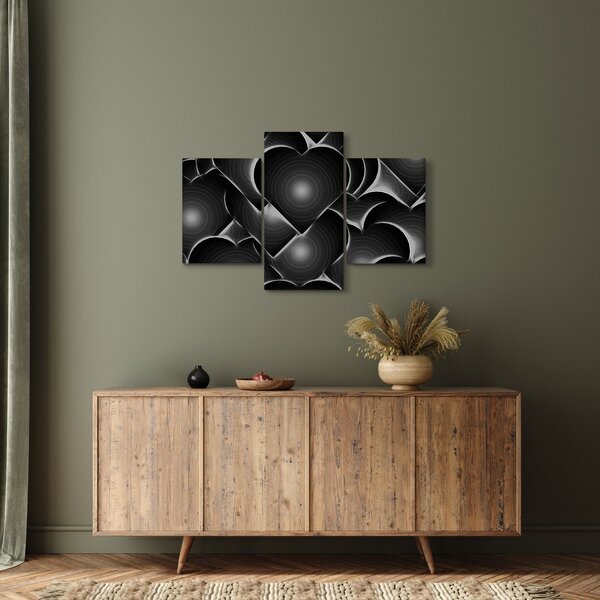Tablou cu inimile alb - negre (90x60 cm)
