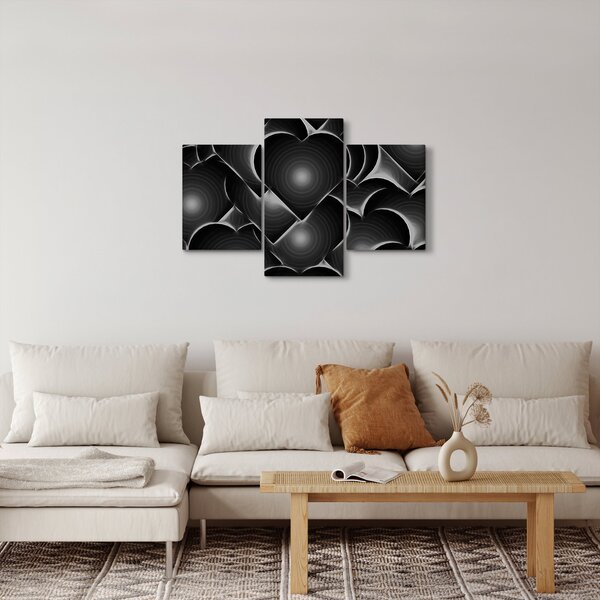 Tablou cu inimile alb - negre (90x60 cm)
