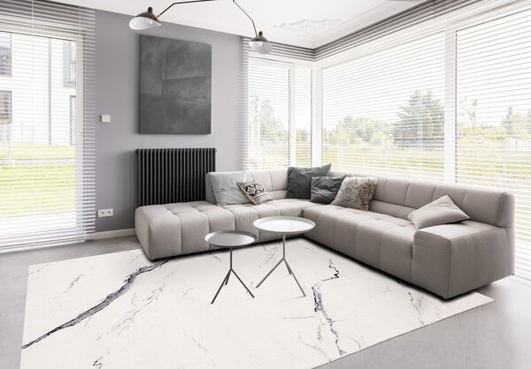 Covor crem din lână 160x240 cm Marble – Agnella