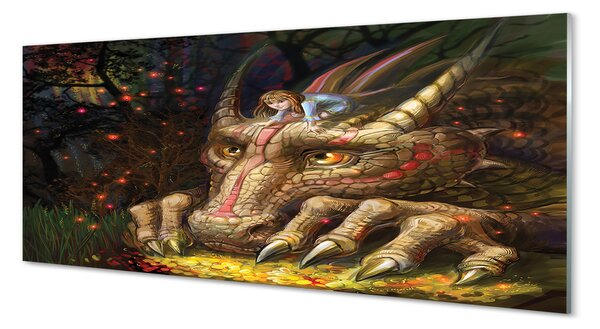 Panouri de sticlă Forest fată dragon cap