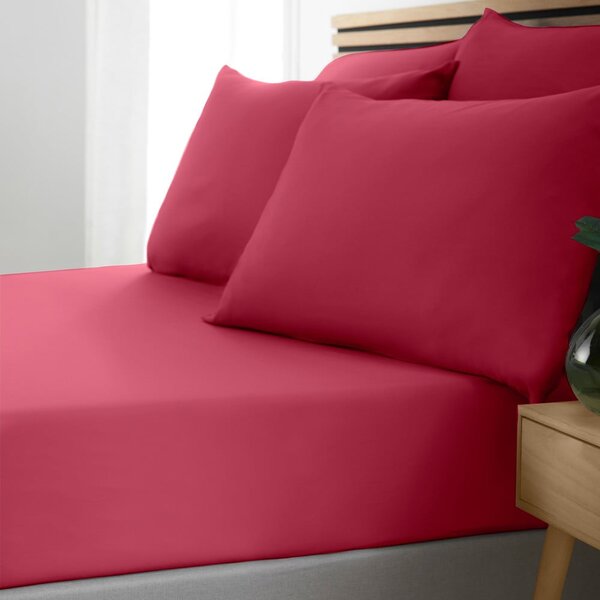 Cearceaf roz închis din microfibră cu elastic 185x200 cm So Soft Easy Iron – Catherine Lansfield