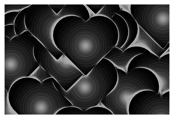 Tablou cu inimile alb - negre (90x60 cm)