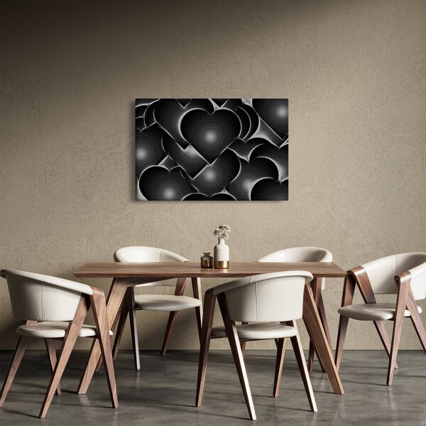 Tablou cu inimile alb - negre (90x60 cm)