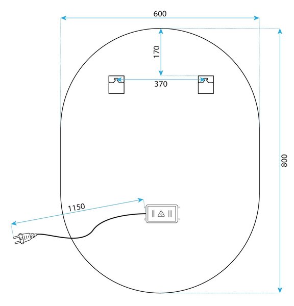 Oglindă LED EGG 60x80 cm