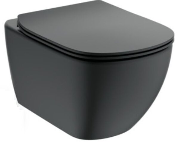 Ideal Standard Tesi vas wc cu capac soft-close agăţat fără margine negru T3546V3