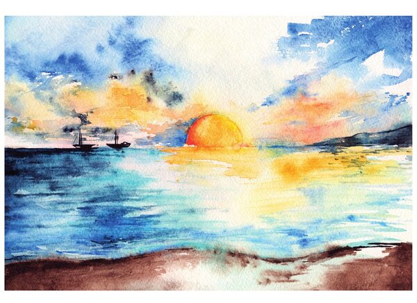 Tapet apus de soare radiant la mare