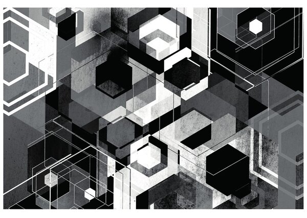 Tapet geometrie în design alb-negru