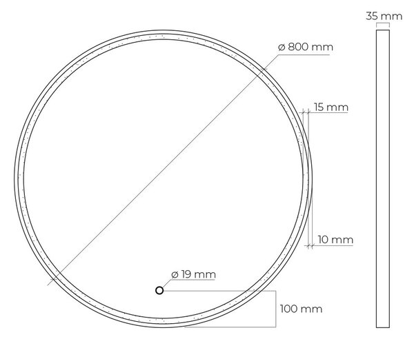 Oltens Nordlis oglindă 80x80 cm rotund cu iluminare cu covoraș de încălzire negru 64101300