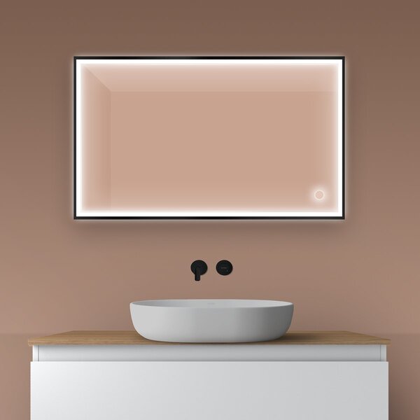 Oltens Nordlis oglindă 60x100 cm dreptunghiular cu iluminare cu covoraș de încălzire negru 64106300