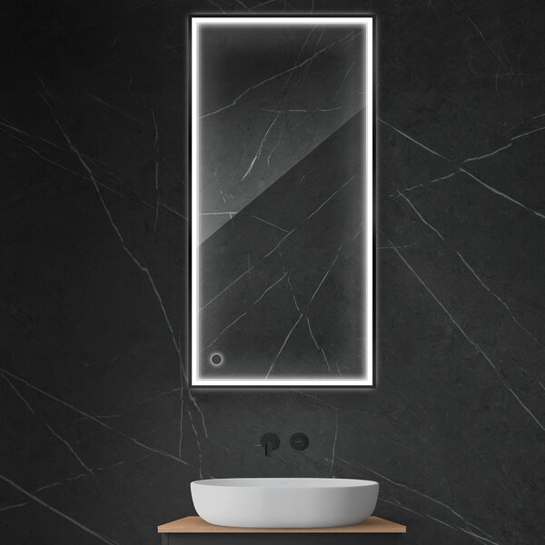 Oltens Nordlis oglindă 60x120 cm dreptunghiular cu iluminare cu covoraș de încălzire negru 64107300