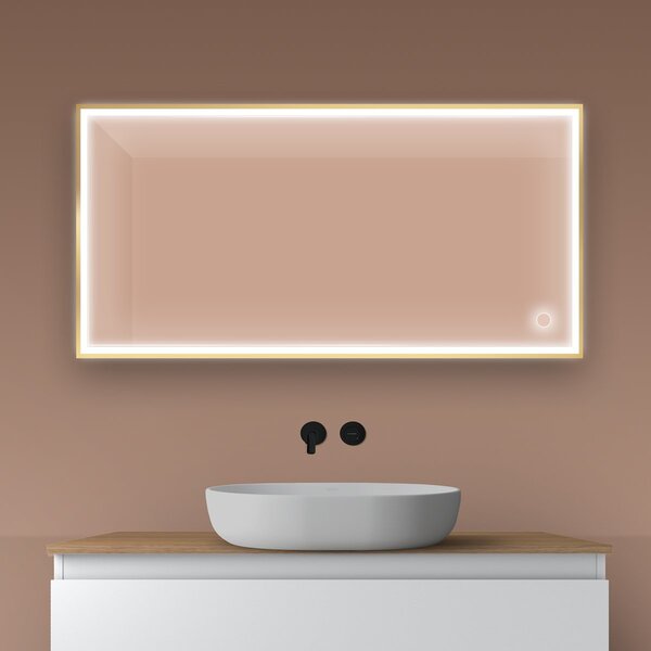 Oltens Nordlis oglindă 60x120 cm dreptunghiular cu iluminare cu covoraș de încălzire auriu 64107800