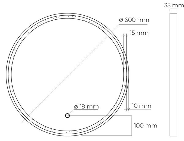 Oltens Nordlis oglindă 60x60 cm rotund cu iluminare cu covoraș de încălzire negru 64100300