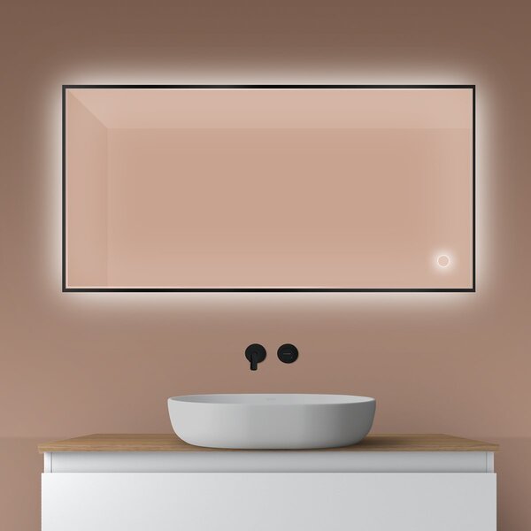 Oltens Nordlis oglindă 60x120 cm dreptunghiular cu iluminare cu covoraș de încălzire negru 64112300