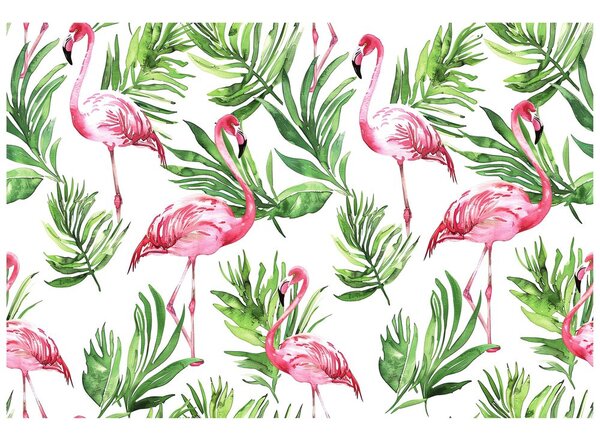 Tapet flamingo la tropice