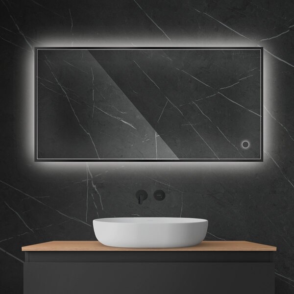 Oltens Nordlis oglindă 60x120 cm dreptunghiular cu iluminare cu covoraș de încălzire negru 64112300