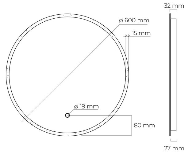 Oltens Nordlis oglindă 60x60 cm rotund cu iluminare cu covoraș de încălzire 64100000