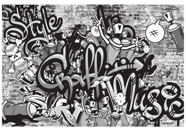 Tapet graffiti street atr gri