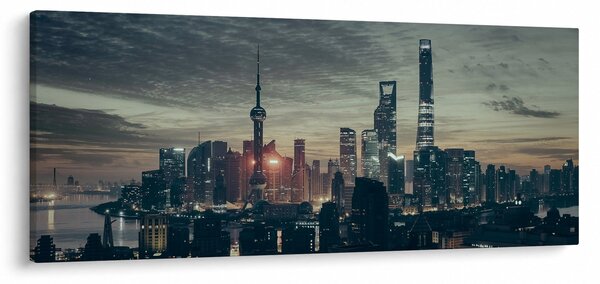 Tablou cu orașul în amurg (120x50 cm)