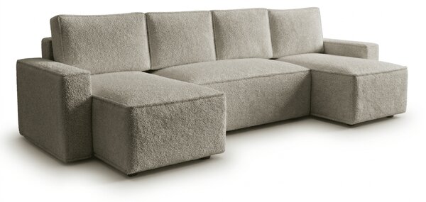Canapea extensibila in forma de U SMART BOUCLE, gri-bej, 303x143 cm